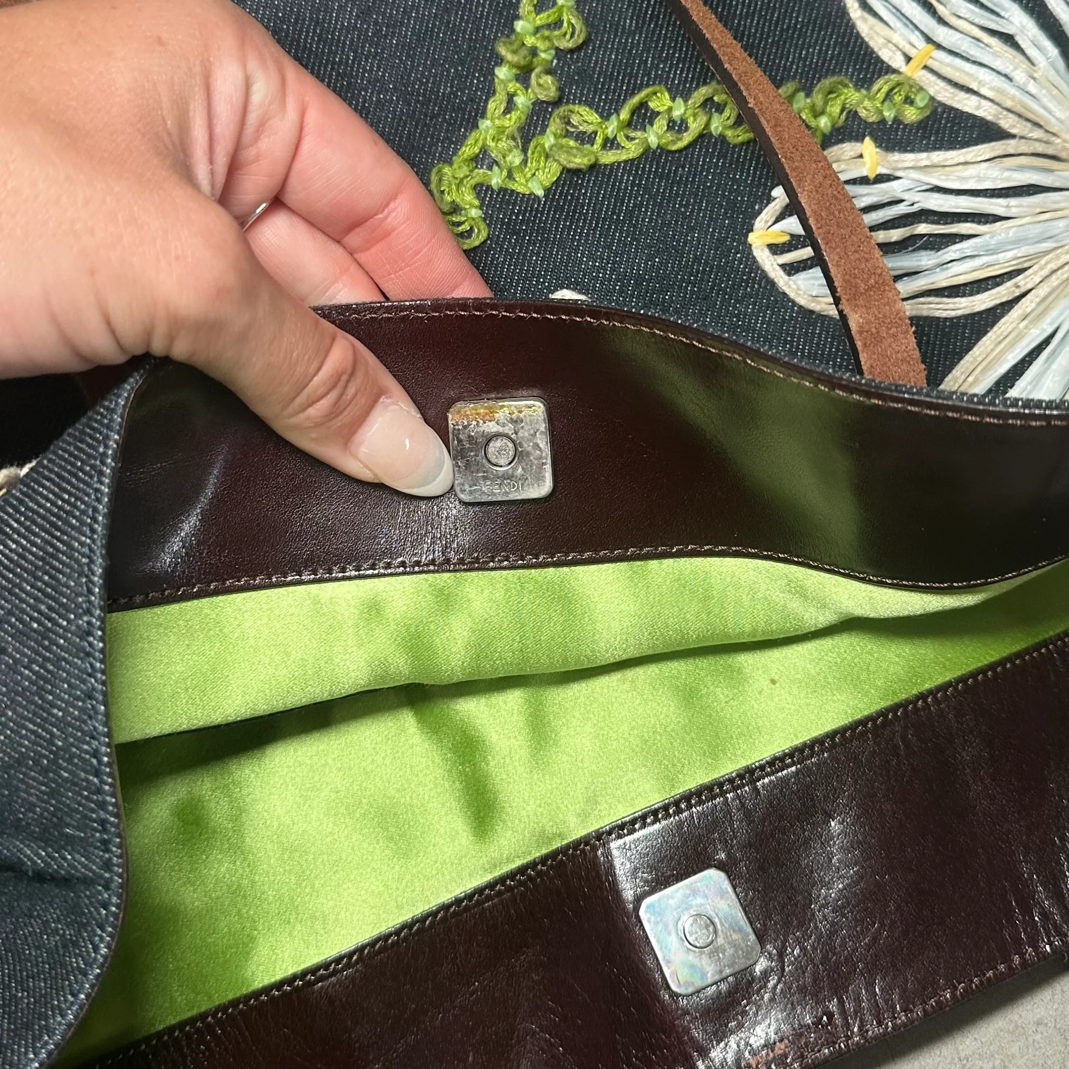 Fendi by Karl Lagerfeld Floral Denim Tote - Image 9