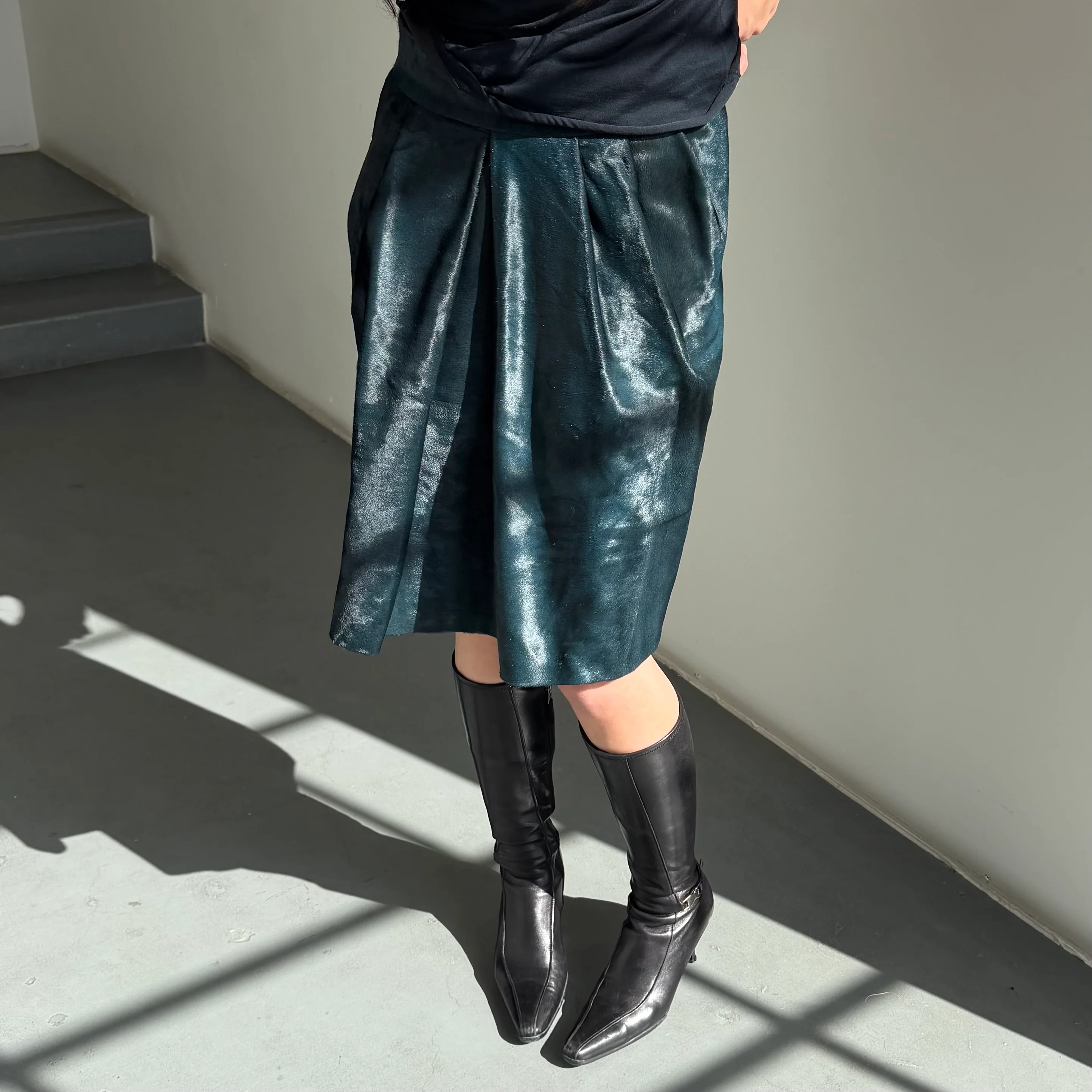 Marni Blue Cowhide Skirt - Image 3