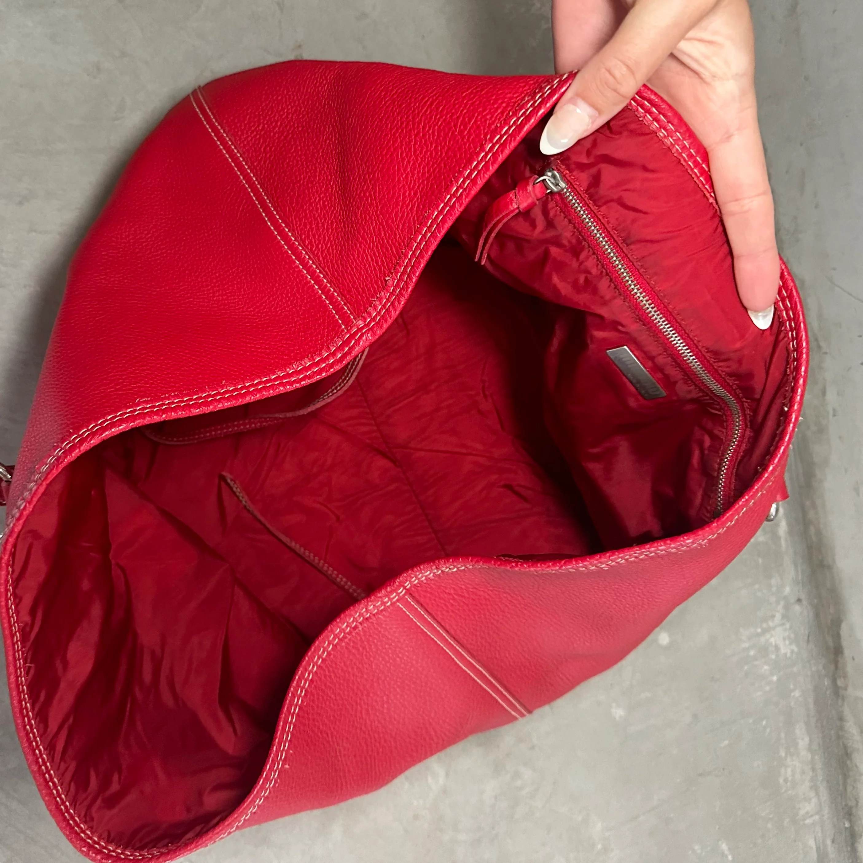 Miu Miu Red Leather Clasp Front Tote - Image 7