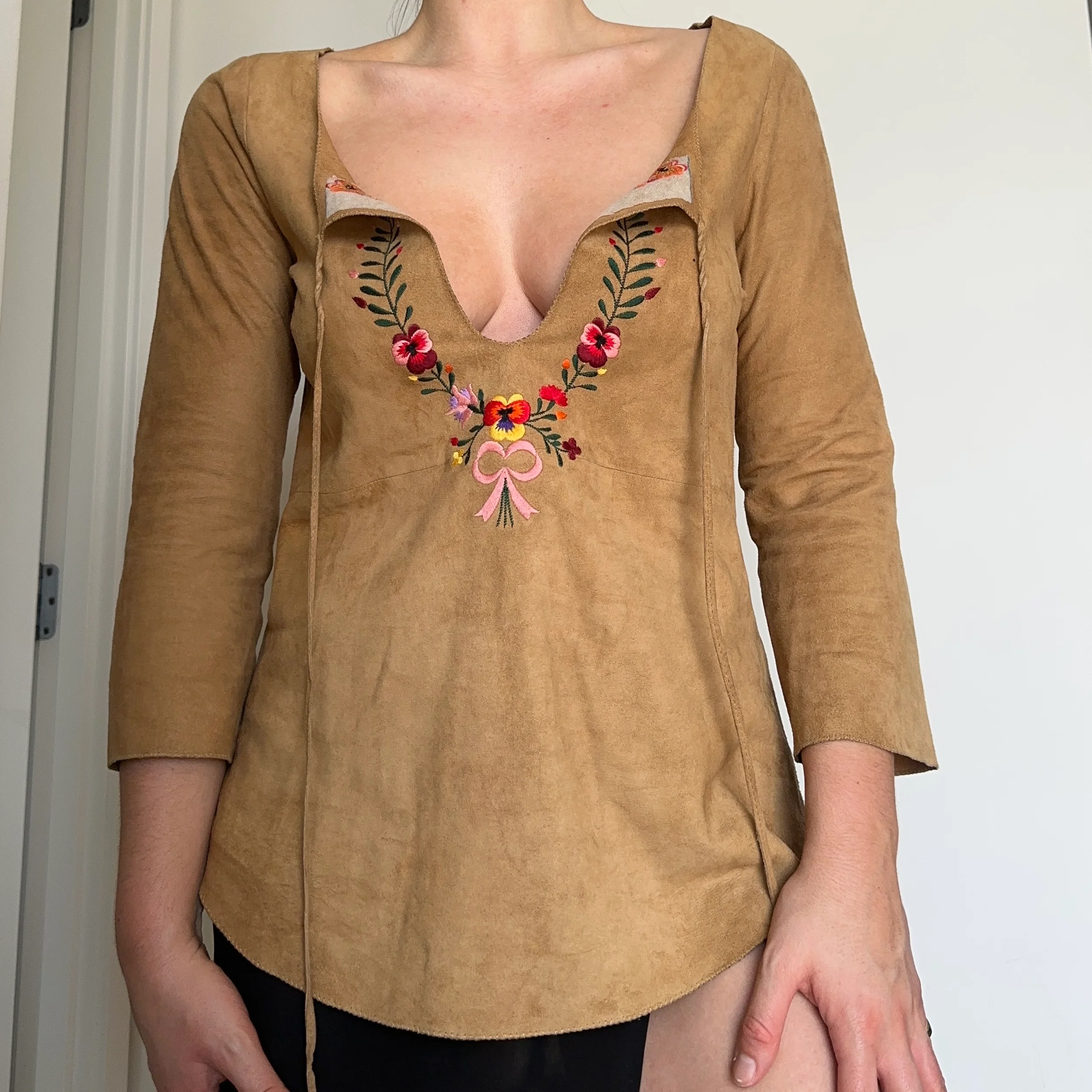 Miu Miu Rare Suede Embroidered Top - Image 4
