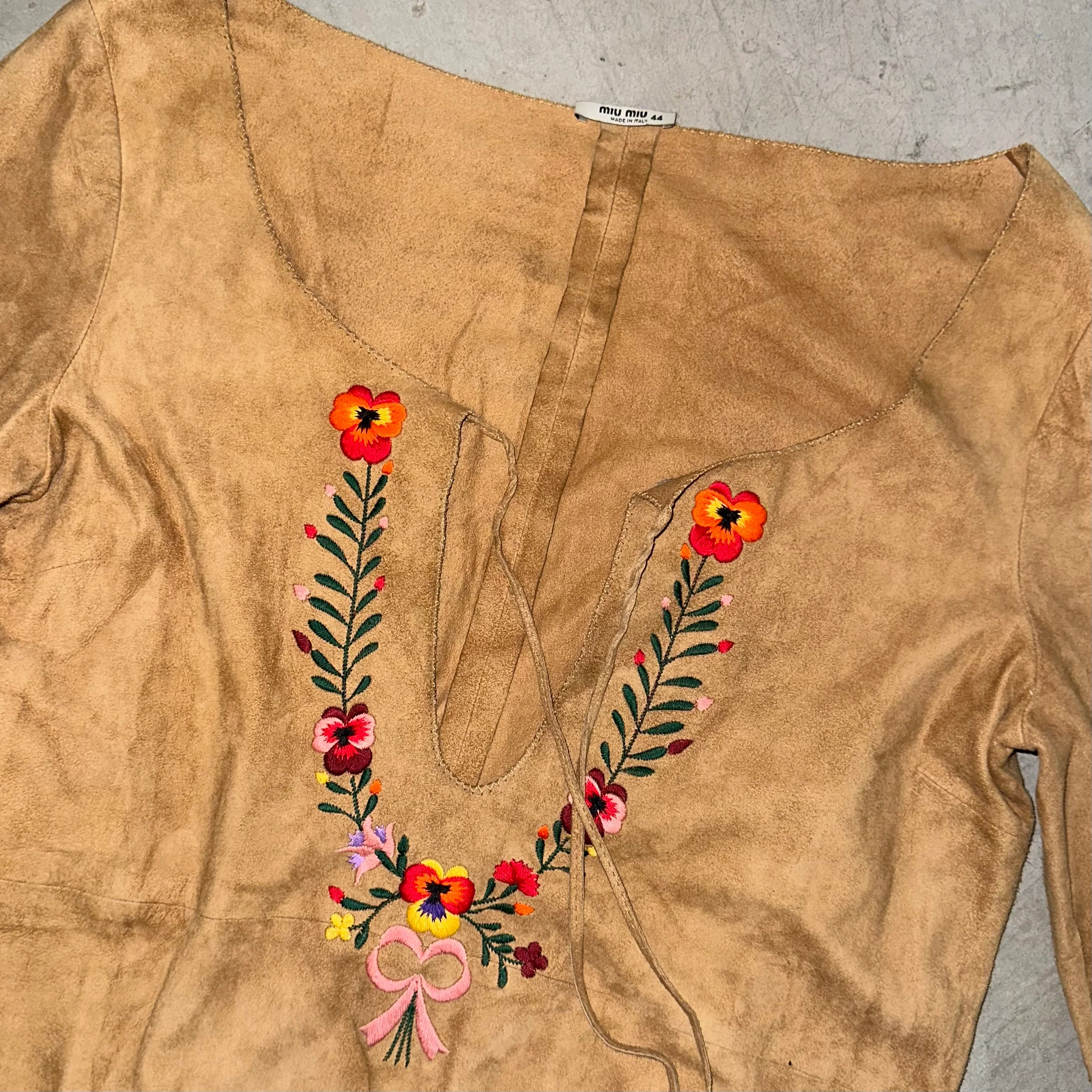 Miu Miu Rare Suede Embroidered Top - Image 6